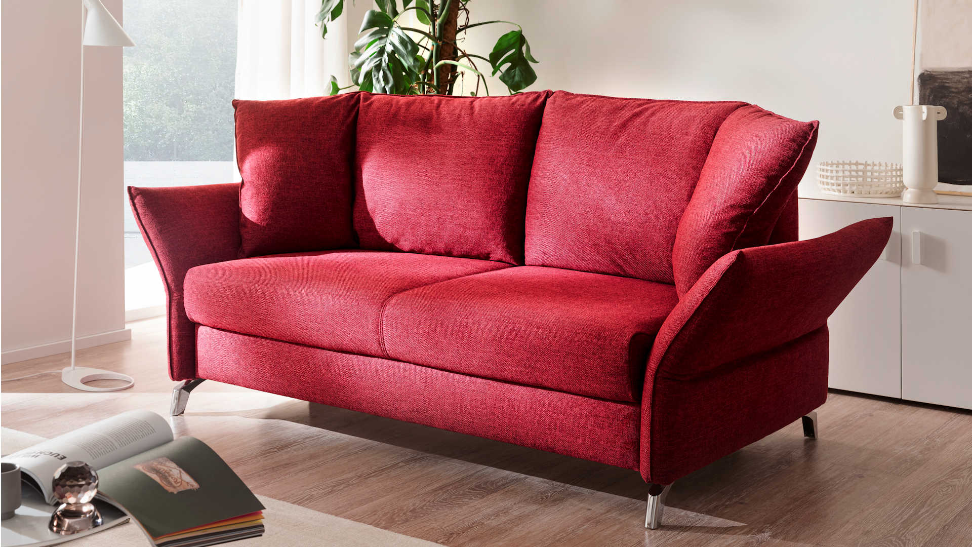 Schlafsofa Z22579 - Stoffbezug, rot