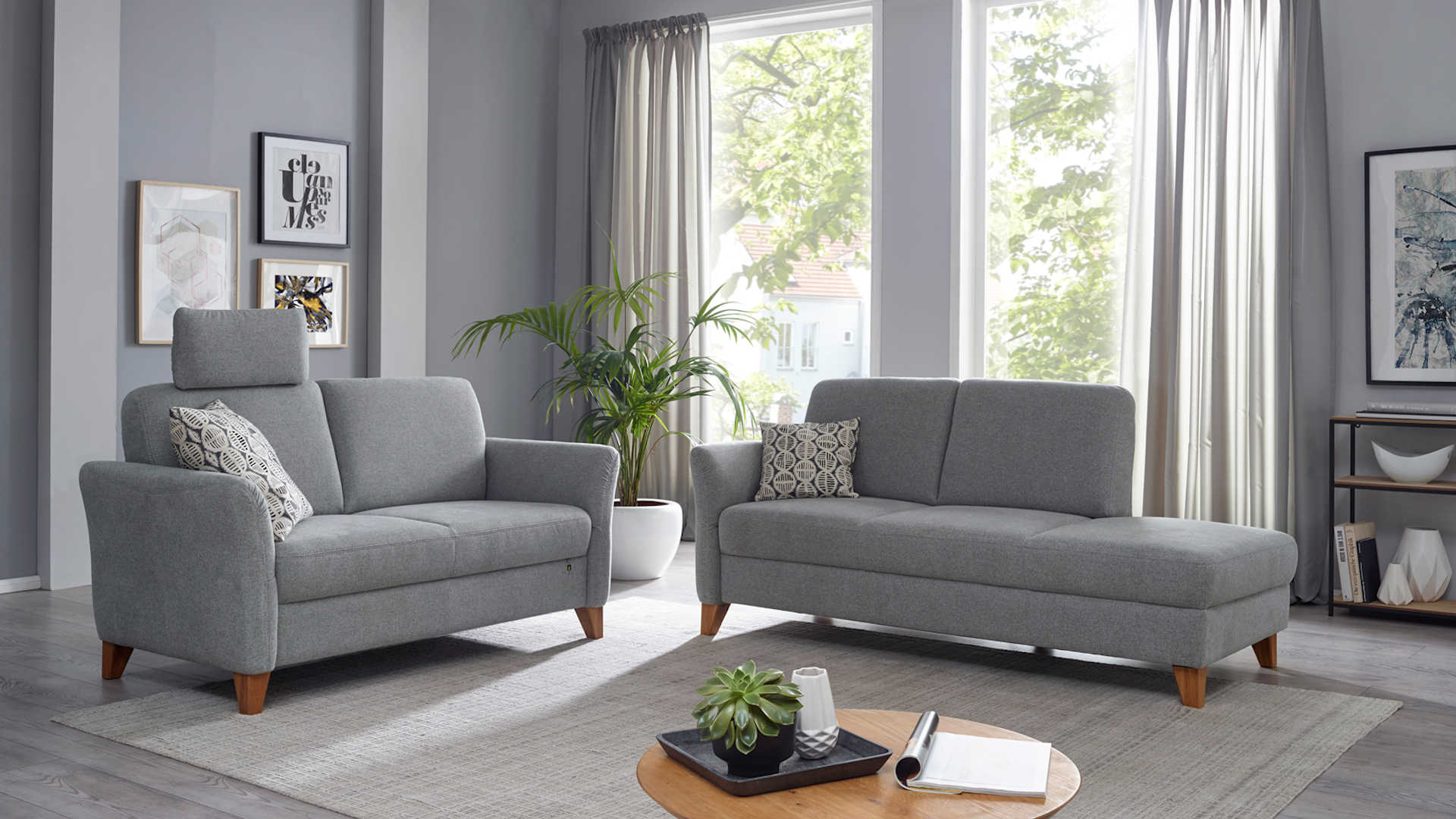 Sofakombination Z22686-1 - Stoff hellgrau