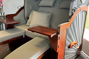 Strandkorb L 136cm Teak mit Bullaugen